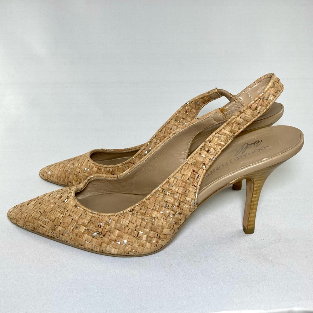 Donald J. Pliner cork slingback heels. 💛